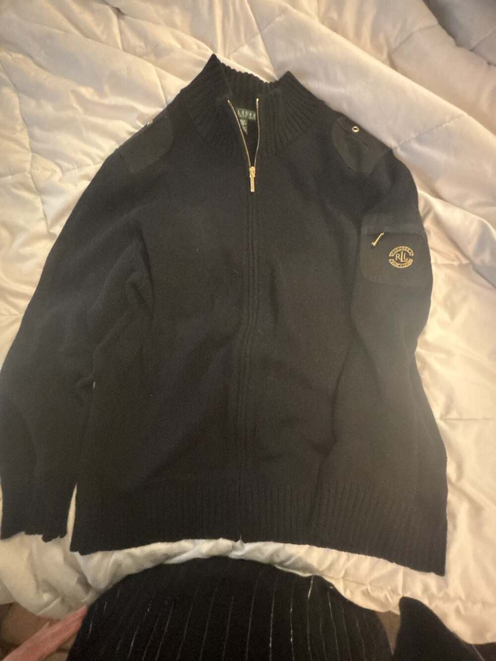 Lauren Ralph Lauren Black Full-Zip Mock Neck sweater